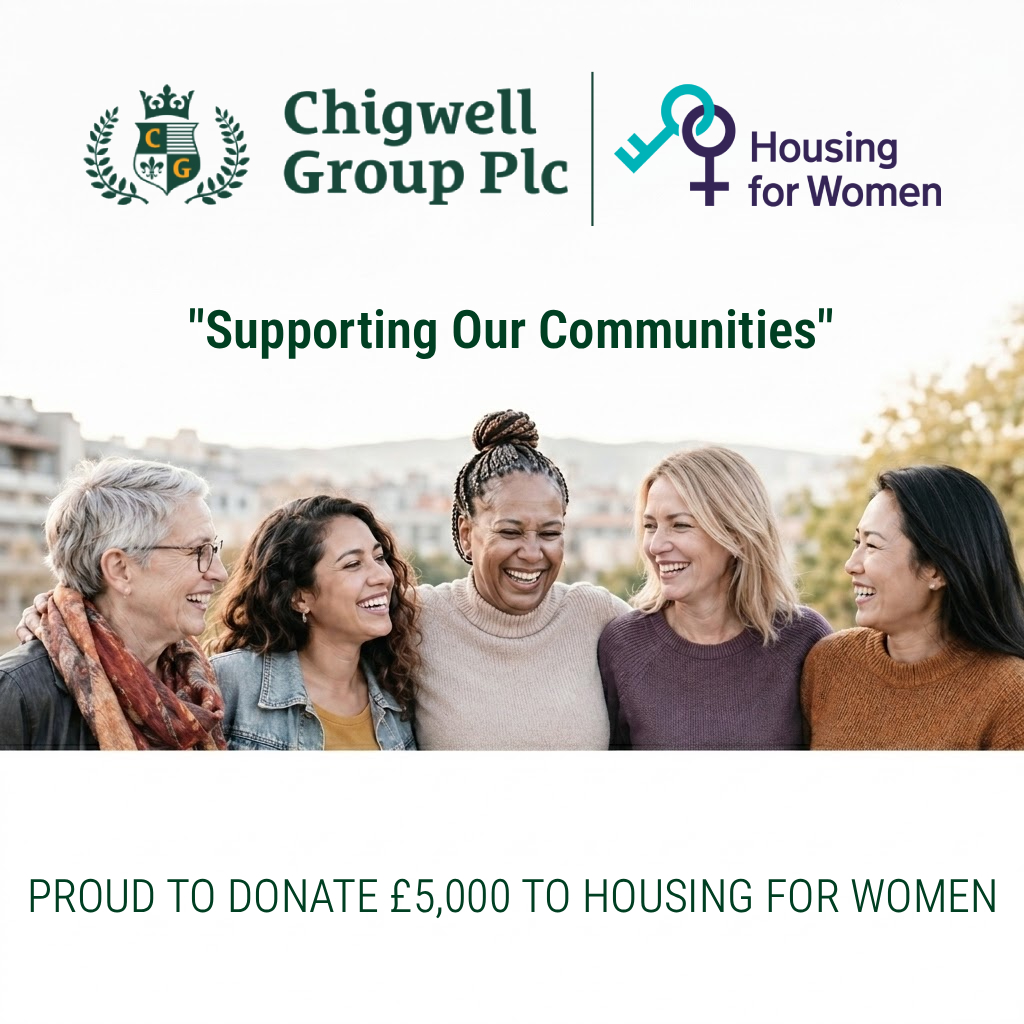 Chigwell Group PLC - Donates £5,000 to Housing for Women